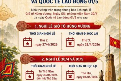 Thông báo nghỉ lễ giỗ tổ Hùng Vương (10/3 âm lịch) và lễ 30/4 – 01/5